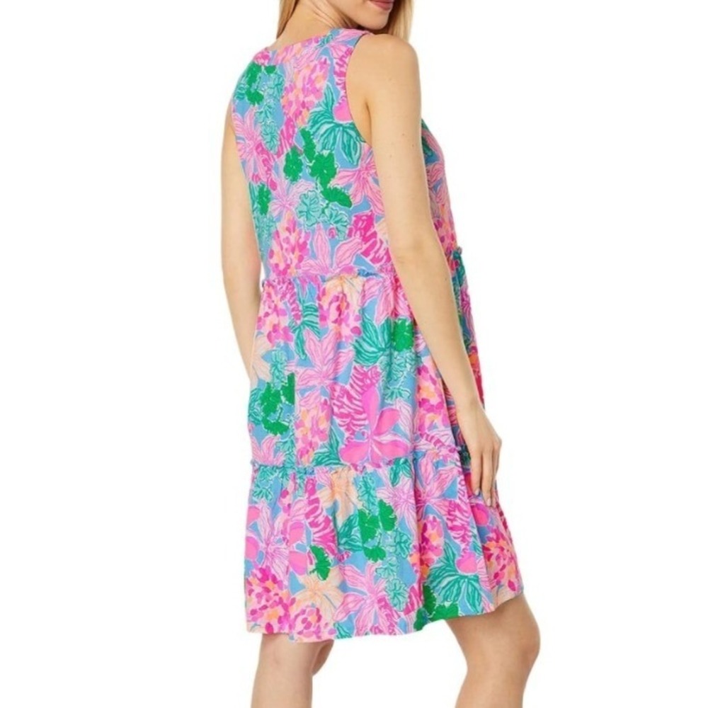 Lilly Pulitzer Women's Lorina Floral V-Neck A-Line 100% Cotton Dress - XS - Picture 2 of 10